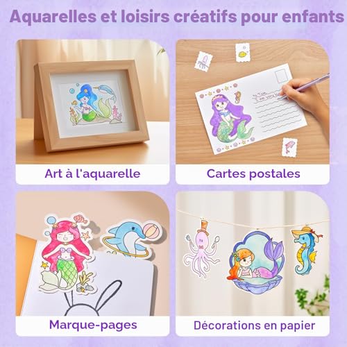 JoyCat Livre de coloriage à l'eau pour tout-petits 3-8 ans - Kit aquarelle créatif et éducatif