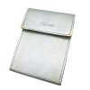 Charmoni - Étui Long Porte-Chéquier en Cuir Vachette Argenté - Compact et Pliant avec 3 Emplacements Cartes