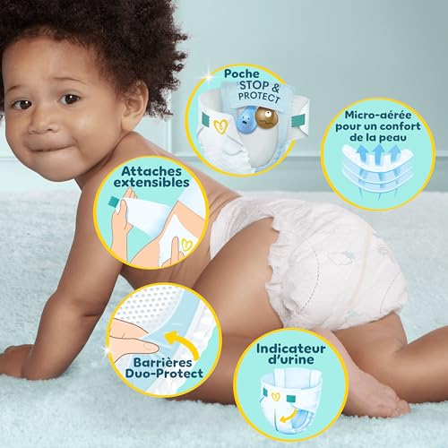 Pampers Premium Protection Taille 5 : 152 Couches pour Bébé (11-16kg) - Double Protection & Poche Stop & Protect