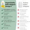 Omega 3 Vegan : Huile d'algues haute concentration DHA (400mg/capsule) - 60 capsules pour 2 mois - Alternative végétale au foie de morue
