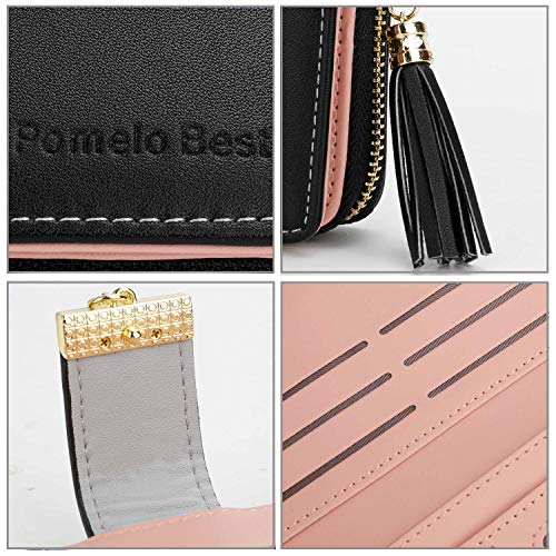 Portefeuille Pomelo Best Femme - Cuir Synthétique, Rayé Gris/Noir, Design Moderne et Spacieux