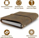 Classeur Agenda A5 en Cuir Véritable - Journal Rechargeable 6 Anneaux avec Poches, Style Filofax, Idéal pour Professionnels et Créatifs