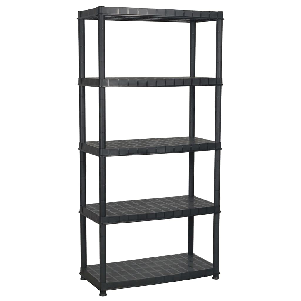 vidaXL Étagère de Rangement Polyvalente à 5 Niveaux en Plastique Noir 91,5 x 45,7 x 185 cm