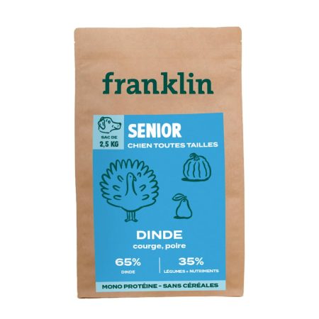 Franklin Croquettes Senior Dinde Sans Céréales Mono-protéine pour Chien 2.5kg
