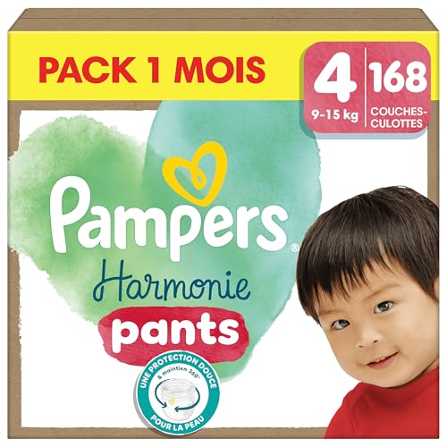 Pampers Harmonie Pants - Couches-culottes Taille 4 (9-15kg), 168 unités, Protection Douce et Confortable 360°