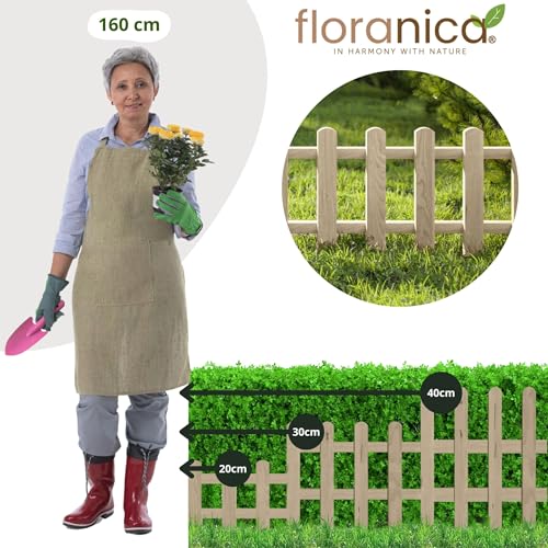 Floranica Clôture de Jardin Décorative en Bois de Pin - 20 cm x 100 cm, Non Traité