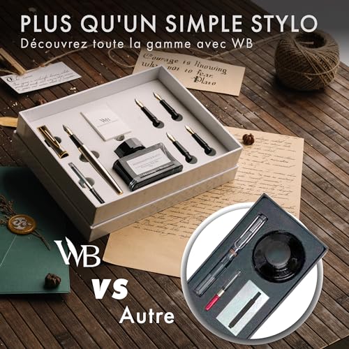 Wordsworth & Black Coffret Cadeau Stylo Plume Argenté Or : Calligraphie et Écriture de Luxe