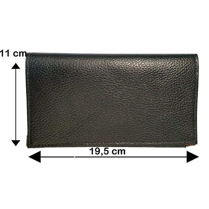 Syl'la Amour Fleur Rose - Porte-Chéquier Élégant en Cuir de Vachette Noir pour Femme