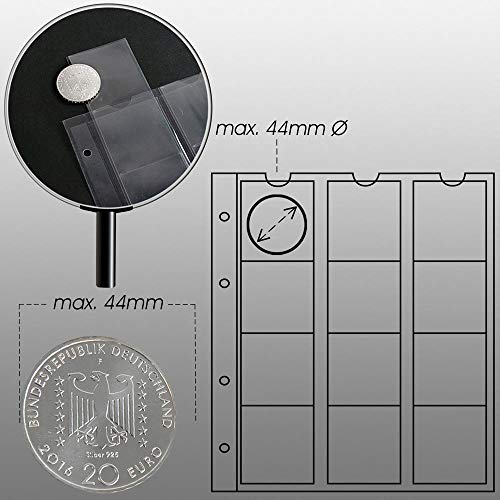 Prophila Feuilles Numismatiques pour 12 Pièces jusqu'à 44 mm Ø