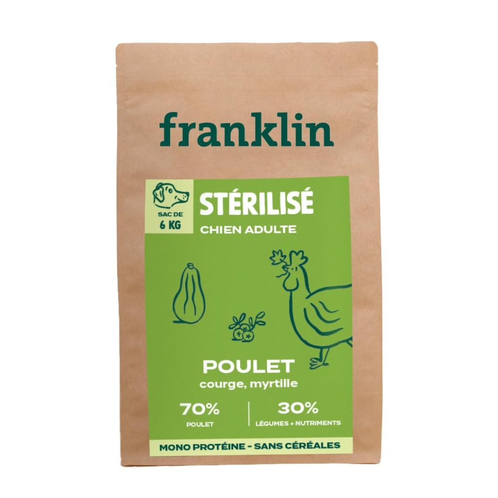 Franklin Croquettes Chien Stérilisé Protéiné Poulet Mono-protéine Sans Céréales 6kg