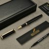 BEILUNER Stylo Bille Luxe Or 24K - Design Noble et Élégant, Recharge Schneider, Coffret Cadeau Hommes/Femmes, Stylo Professionnel pour le Bureau (Noir & Or)