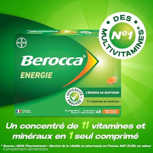Berocca Energie Orange - Multivitamines et Minéraux pour Réduire la Fatigue - 2x45 Comprimés Effervescents
