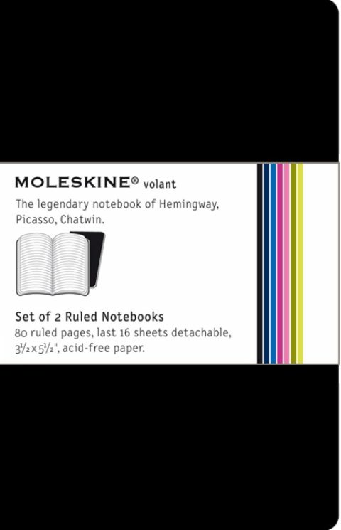 Moleskine Carnet Volant Ligné Noir, Couverture Souple, Format Poche (Set de 2)