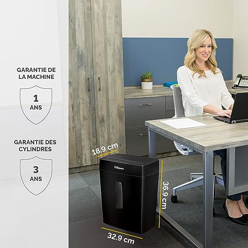 Fellowes FS-8C : Destructeur de documents coupe croisée pour usage individuel et télétravail
