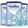 Laboratoire Gallia Galliagest Premium 2ème âge - Lait en poudre pour bébé dès 6 mois - Pack de 3 boîtes de 820g