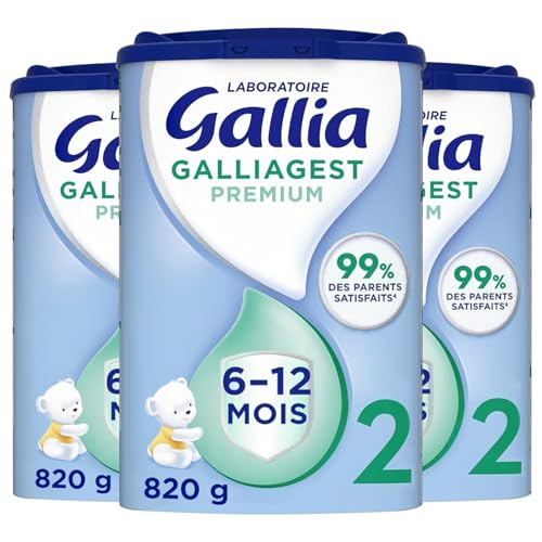Laboratoire Gallia Galliagest Premium 2ème âge - Lait en poudre pour bébé dès 6 mois - Pack de 3 boîtes de 820g