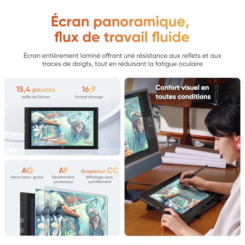 XPPen Artist 16 3rd (Édition 2026) - Tablette Graphique 15,4" avec Molette X-Dial, 8 Raccourcis, Stylet X4 16k Niveaux de Pression