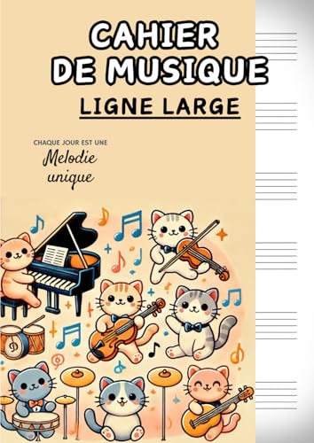 Cahier de Musique A4 pour Enfants : Portées Larges, Pages Numérotées, Idéal pour Apprendre le Solfège
