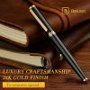 BEILUNER Stylo Bille Luxe Or 24K - Design Noble et Élégant, Recharge Schneider, Coffret Cadeau Hommes/Femmes, Stylo Professionnel pour le Bureau (Noir & Or)
