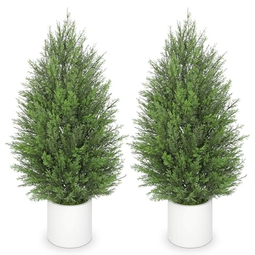 Lot de 2 Cyprès Artificiels 90cm - Décoration Intemporelle Intérieur/Extérieur