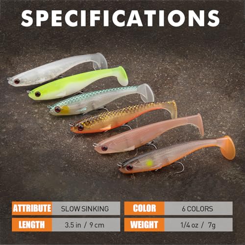 TRUSCEND Leurres de Pêche Souples Shadtale : Vibrations Optimisées pour Plus de Touches, Idéal pour Bars, Brochets, Truites et Silures