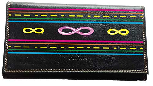 Syl'la Compagnon Tout-en-Un en Simili Cuir Noir - Porte Chéquier, Cartes et Billets Personnalisable