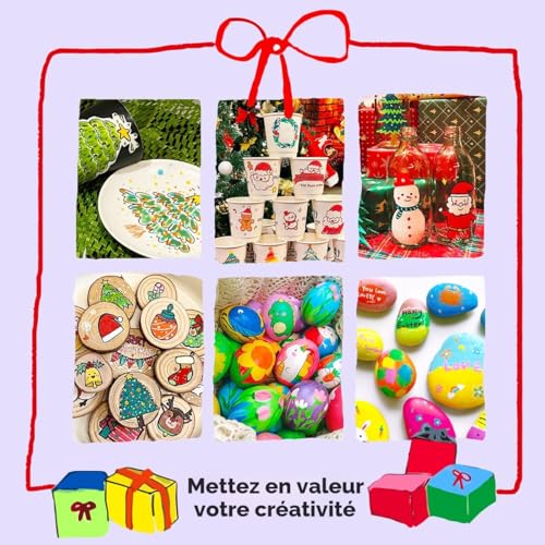 Arrtx Lot de 60 Marqueurs Peinture Acrylique Imperméables Pointe Pinceau pour Pierre, Verre, Bois, Toile - Couleurs Vives pour DIY