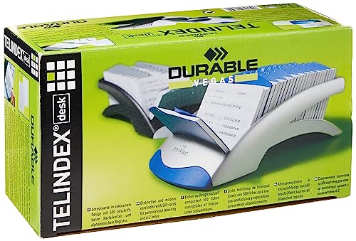 Durable 241223 Telindex : Répertoire Linéaire Organisé pour 500 Contacts avec Index Alphabétique A-Z Argent/Bleu