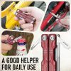BIBURY Multitool EDC Rouge - Couteau Multifonction Compact avec Ciseaux, Brise-vitre, Tournevis, Lime - Gadget Essentiel et Cadeau Idéal pour Homme