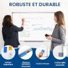 SWANCROWN Tableau Magnétique Blanc Effaçable 60x45 cm avec Cadre Aluminium - Idéal Bureau et École