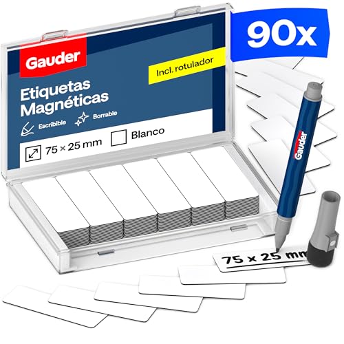 GAUDER Étiquettes Magnétiques Inscriptibles 75x25mm - Idéales pour Tableaux Kanban et Blanc