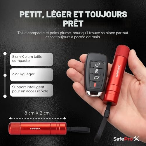 Marteau d'urgence pour Voiture - Brise-vitre et Coupe-Ceinture - Outil de Sauvetage Compact pour Sécurité Routière