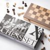 Jeu d'échecs magnétique pliable en bois A&A - 38,1 cm, pièces Staunton 7,6 cm, boîte en pin avec incrustation noyer/érable