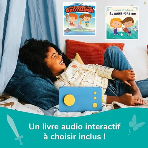 Lunii - Ma Fabrique à Histoires Bleue : Conteuse Interactive + Casque Audio + Coque + Histoires Incluses, 3-8 Ans, Fabriqué en France