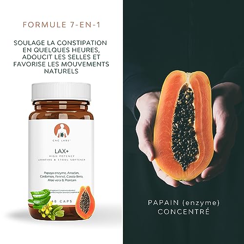 LAX+ Laxatif Puissant : Soulage Constipation, Ballonnements et Gaz avec Formule Végétale 7-en-1