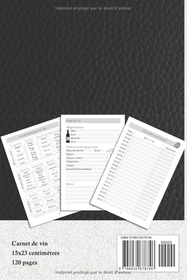 Carnet de Vin : Journal de Dégustation pour Sommeliers et Amateurs - Suivi des Vins et Accords Parfaits