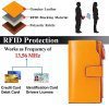Sendefn Portefeuille Femme Cuir Véritable Grande Capacité RFID Blocage Fermeture Éclair
