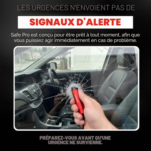 Marteau d'urgence pour Voiture - Brise-vitre et Coupe-Ceinture - Outil de Sauvetage Compact pour Sécurité Routière