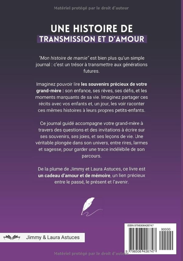Mon Histoire de Mamie : Journal Guidé pour Raconter Sa Vie et Ses Souvenirs | Cadeau Unique pour Petits-Enfants, Anniversaires, Noël, Fête des Grands-Mères