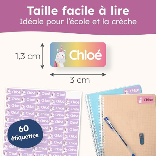 melu kids® Étiquettes Autocollantes Personnalisées - Créatures Magiques - Idéales pour Vêtements et Objets - Lavables en Machine - Sans Repassage