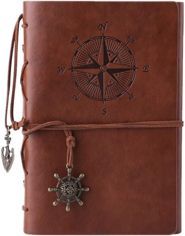 Carnet en Cuir Vintage Marron pour Voyage et Journal Intime - Idéal pour Hommes et Femmes