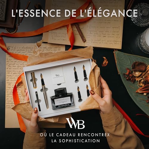Wordsworth & Black Coffret Cadeau Stylo Plume Argenté Or : Calligraphie et Écriture de Luxe
