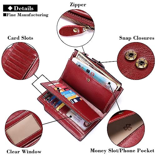 Sendefn Portefeuille Femme Cuir Véritable Grande Capacité Bloquant RFID
