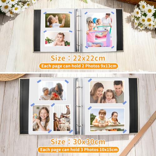 Album Photo Scrapbooking DIY avec Couverture en Lin Beige et 20 Pochettes - Idéal pour Cadeaux Mariage, Anniversaire, Voyage