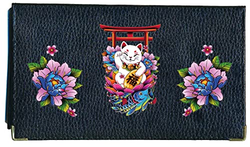 Sylla Manekineko : Porte-chéquier, Porte-carte en Cuir Noir Élégant et Fonctionnel