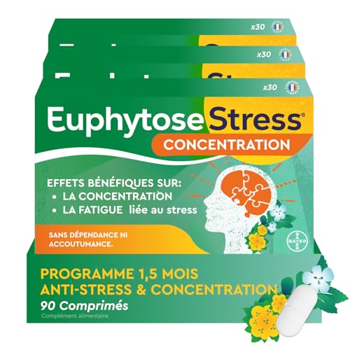 Euphytose Stress Concentration - Complément alimentaire aux plantes adaptogènes pour le mental - 3 mois