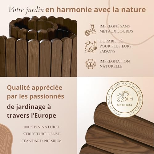 Floranica Bordure de Jardin Flexible en Bois Brun - 20 cm Hauteur, 200 cm Longueur