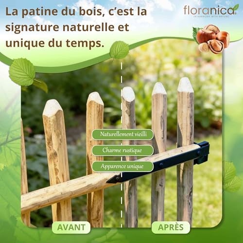 Floranica Portillon Rustique en Noisetier - 50 cm x 100 cm - Prêt à Poser pour Clôtures et Jardins