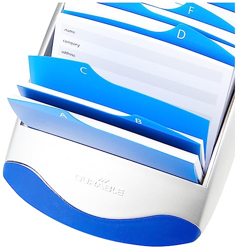 Durable 241223 Telindex : Répertoire Linéaire Organisé pour 500 Contacts avec Index Alphabétique A-Z Argent/Bleu