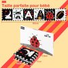 URMYWO Livre Tissu Bébé Montessori 0-12 Mois - Livre Sensoriel Noir et Blanc Éveil Visuel et Motricité
